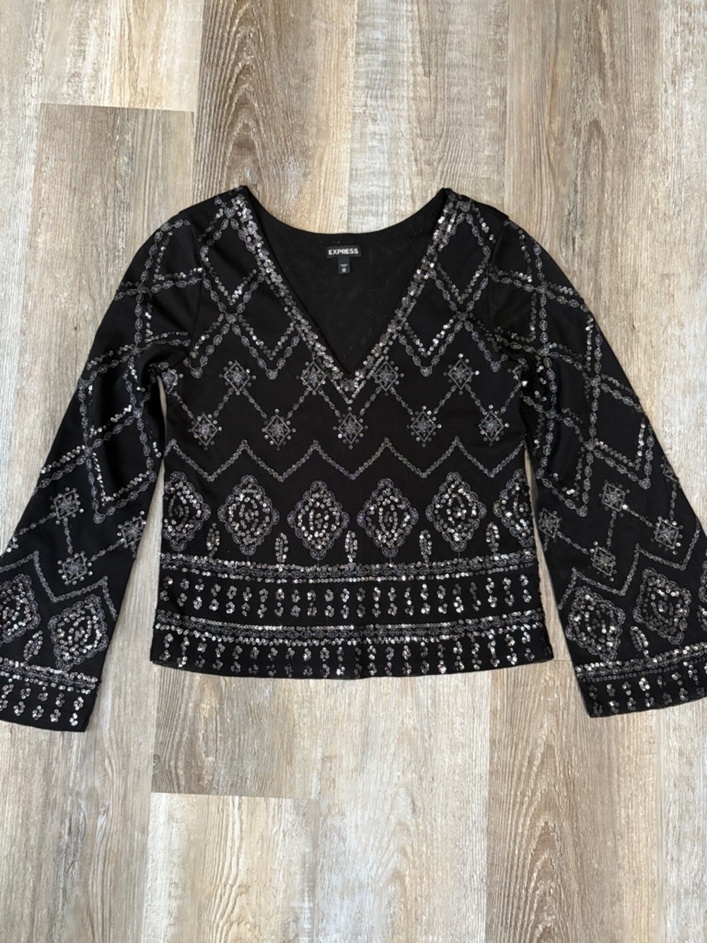 Express Black Sequence Top